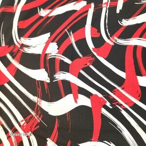 Abstract Red/Black/White Brushstroke Pattern Stretchy Polyester Fabric 3 Yards L
